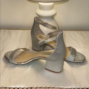 Betsey Johnson Silver Sparkle Heels - Size 8.5